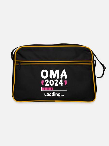 Oma 2024 Loading - Retro Tasche - Schwarz/Gold - Vorne