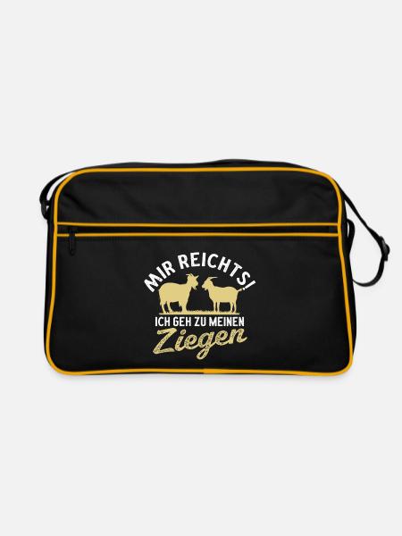 Mir reichts ich geh zu meinen Ziegen - Retro Tasche - Schwarz/Gold - Vorne