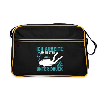 ich arbeite am besten unter druck - Retro Tasche - Schwarz/Gold - Vorne