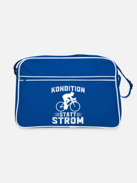 Kondition Statt Strom Fahrrad Rennrad - Retro Tasche - Blau/Weiß - Vorne