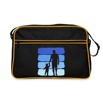 Père avec fils, papa rétro et fils - Sac Retro - noir/or - Devant