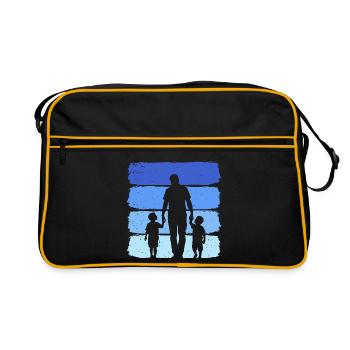 Dad and Two Sons T Shirt Dad and 2 Kids - Retro Bag - black/gold - Front