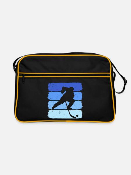 hockey sur glace hockey rétro joueur de hockey sur glace - Sac Retro - noir/or - Devant