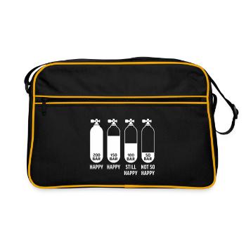 Sauerstoffflasche lustig Happy Diver T-Shirt Tauchen - Retro Tasche - Schwarz/Gold - Vorne