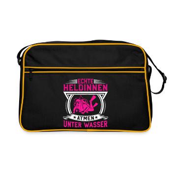 Echte Heldinnen atmen unter Wasser - Retro Tasche - Schwarz/Gold - Vorne