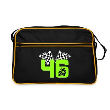 Moto numéro 46 Drapeaux de course Motorsport - Sac Retro - noir/or - Devant