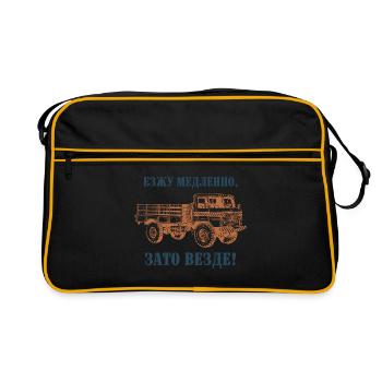 GAZ 66 Offroad Fahrzeug Geländewagen USSR - Retro Tasche - Schwarz/Gold - Vorne