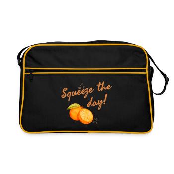 Pressez la journée Orange Fruit Motivation Dicton - Sac Retro - noir/or - Devant