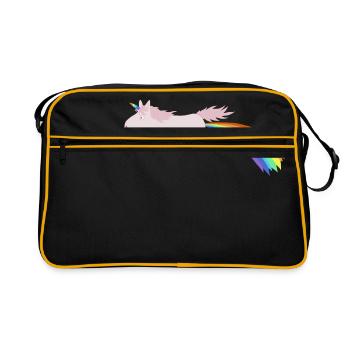 Regenbogeneinhorn - Retro Tasche - Schwarz/Gold - Vorne