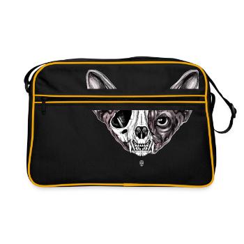 Shynx Cat Half Skull - Retro Bag - black/gold - Front