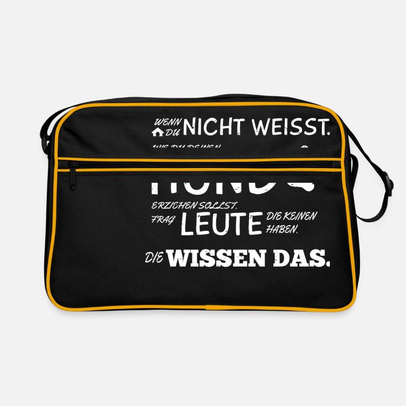 Hunde Tshirt Hundeerziehung Hundespruch Geschenk - Retro Tasche - Schwarz/Gold