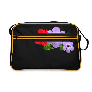 flowers lilies tulips orchids sunflower dahlia ger - Retro Tasche - Schwarz/Gold - Vorne