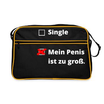 Penis zu groß - Retro Tasche - Schwarz/Gold - Vorne