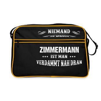 Männer-T-Shirt Beruf Zimmermann - Retro Tasche - Schwarz/Gold - Vorne