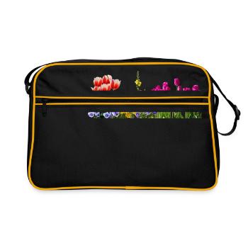 pansy stiefmuetterchen blumen flowers tulpen tulip - Retro Tasche - Schwarz/Gold - Vorne