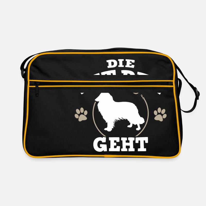 Die mit dem Collie, Langhaarcollie geht Retro Tasche