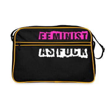 Feminist T-Shirt Geschenk Idee Geburtstag Lustig - Retro Tasche - Schwarz/Gold - Vorne
