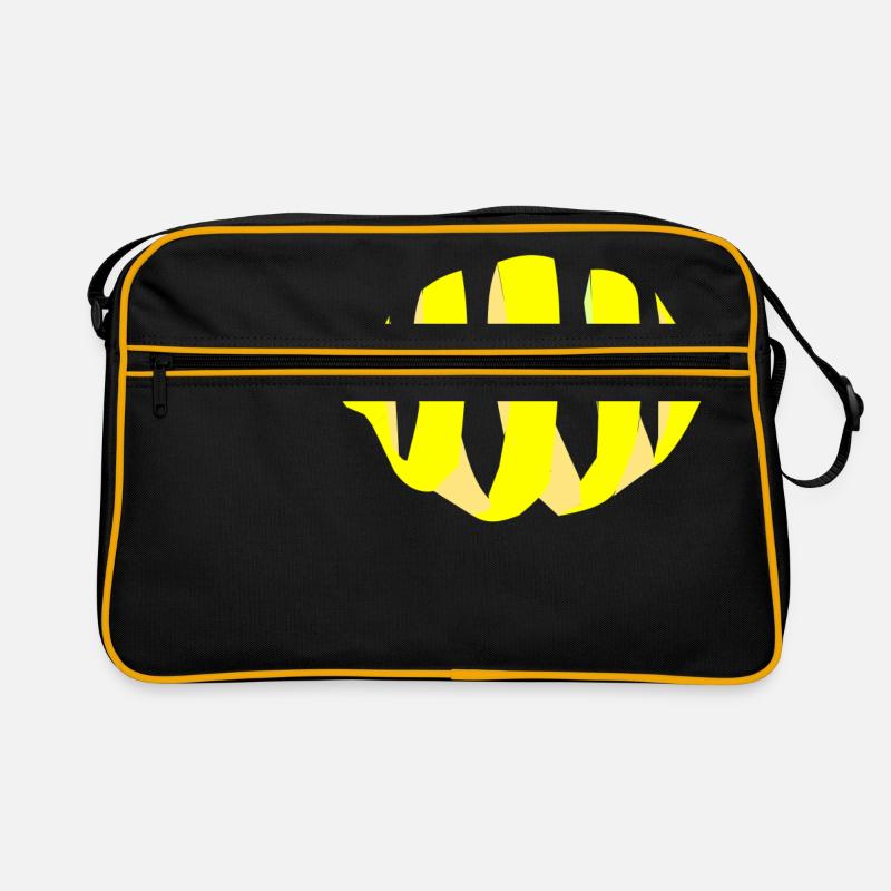 Zitrone Schale Obst Frucht Sauer Geschenkidee - Retro Tasche - Schwarz/Gold