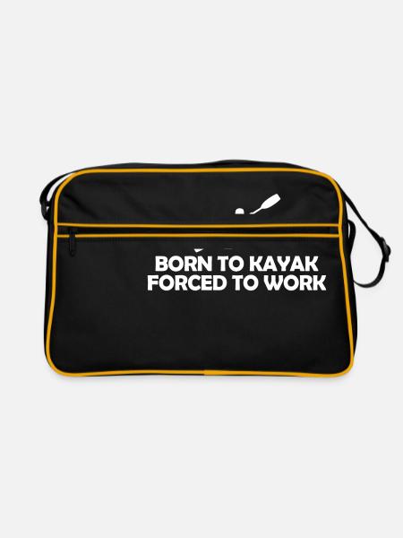 Born to Kayak forced to work kayak gift - Retro Bag - black/gold - Front