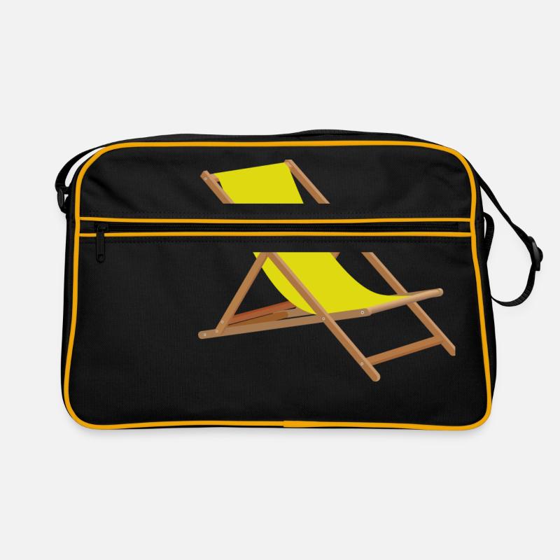 Strand Sommer Sonne Liegestuhl Urlaub - Retro Tasche - Schwarz/Gold