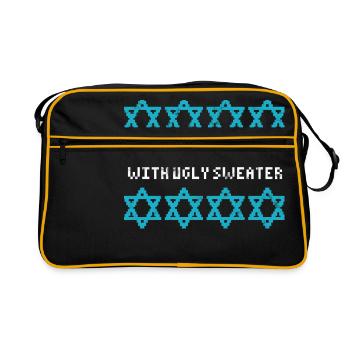 Ugly Hanukkah, Hanukkah, Festival of Lights, Gift - Retro Bag - black/gold - Front