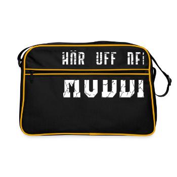 Hör uff dei Muddi - Retro Tasche - Schwarz/Gold - Vorne