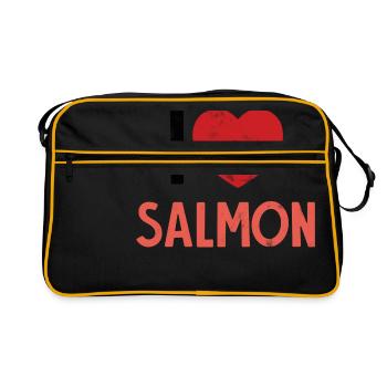 Angler - Angelsport - Lachs - Geschenk - Retro Tasche - Schwarz/Gold - Vorne