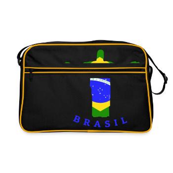 Statue de drapeau du Brésil - Sac Retro - noir/or - Devant