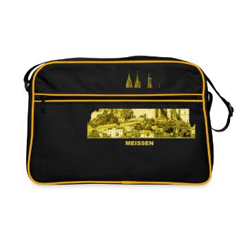 Meissen Castle Saxony porcelain Böttger Elbe wine - Retro Bag - black/gold - Front
