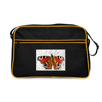 Peacock Eye Butterfly Pattern - Retro Bag - black/gold - Front