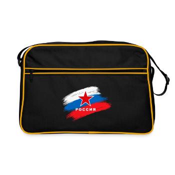 RUSSIE DRAPEAU RUSSE COUP DE PINCEAU - Sac Retro - noir/or - Devant