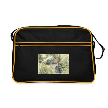 Viaduc du train à vapeur à l’aquarelle - Sac Retro - noir/or - Devant