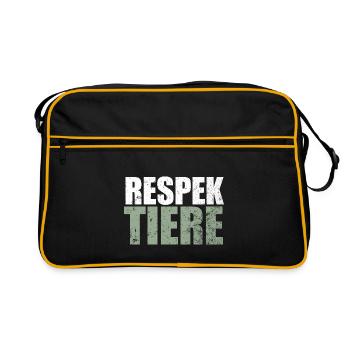 Ich Respektiere Tiere Tierschutz Vegan - Retro Tasche - Schwarz/Gold - Vorne