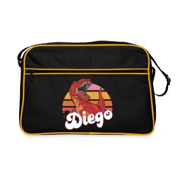 DIEGO - Beautiful boy name with T-REX Dino - Retro Bag - black/gold - Front