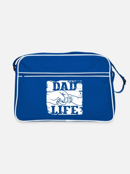 Papa Leben - Retro Tasche - Blau/Weiß - Vorne