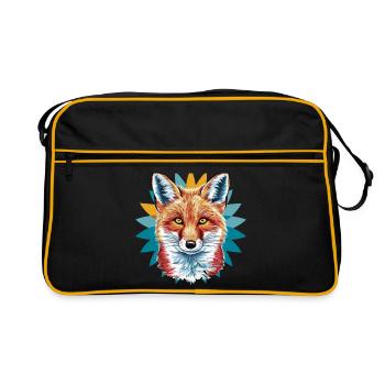 Fuchs - Illustration - Retro Tasche - Schwarz/Gold - Vorne