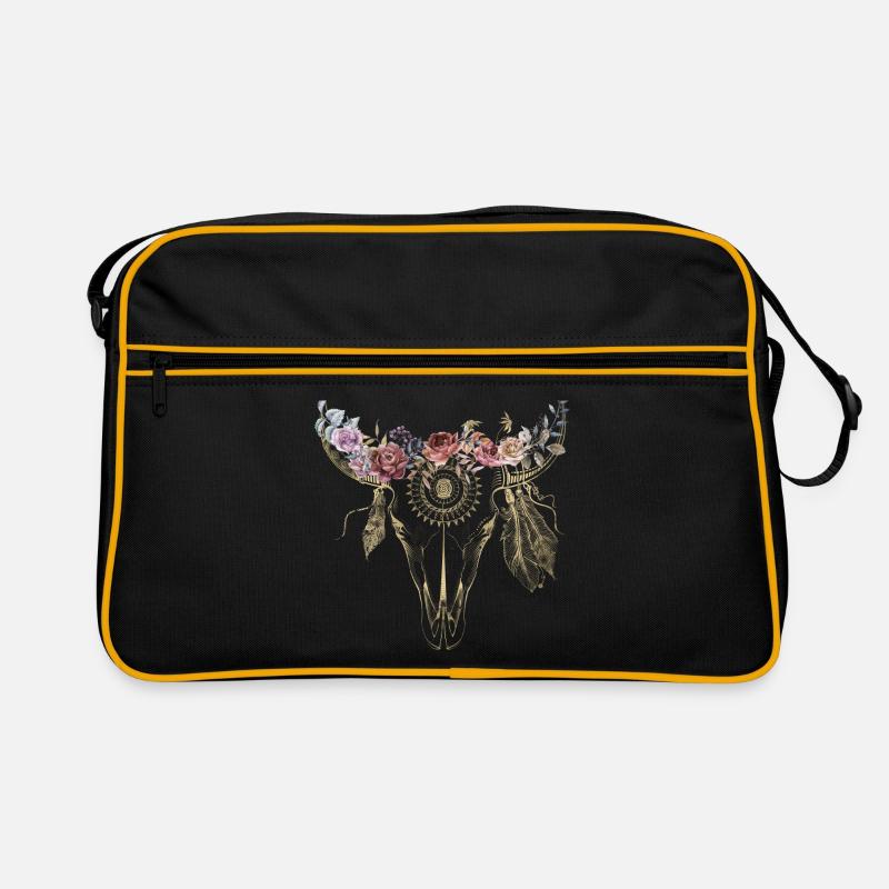 Boho / Fleurs / Crâne / Conception Sac Retro