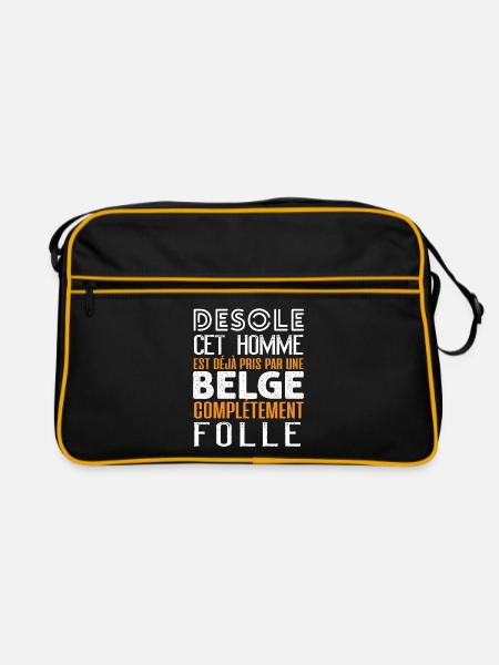 Désolé cette homme t-shirt belgique cadeau - Sac Retro - noir/or - Devant