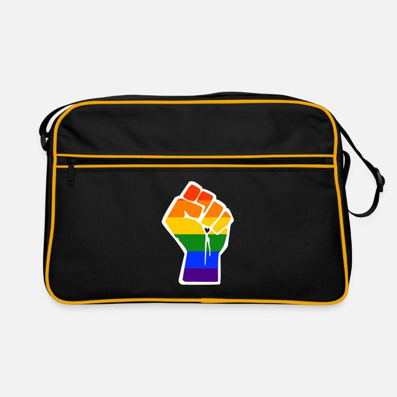 LGBT Faust Fighting Gay Pride CSD Regenbogen - Retro Tasche - Schwarz/Gold