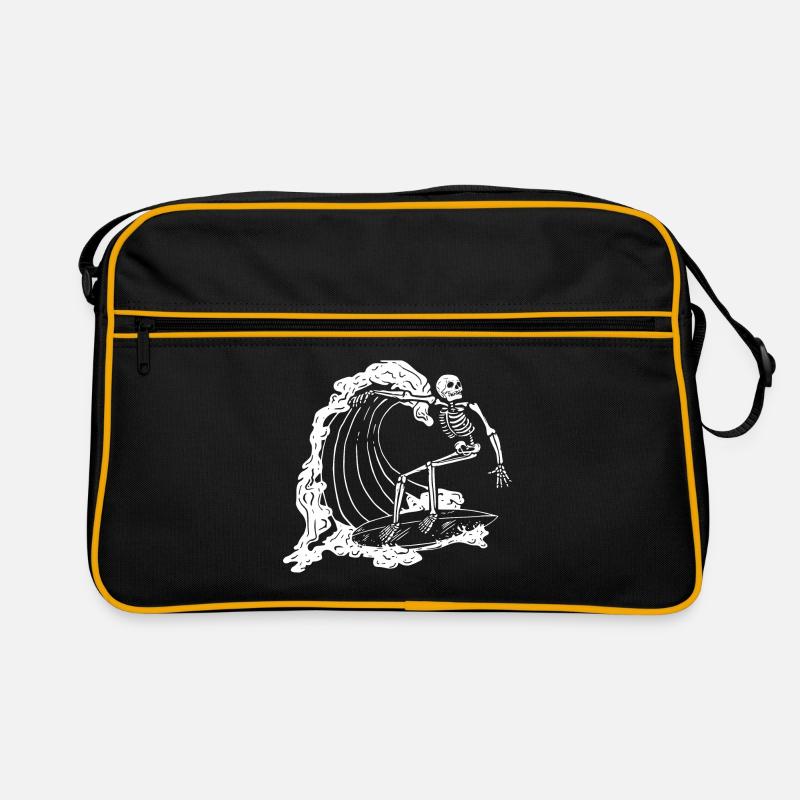 Skull Surfer - Retro Tasche - Schwarz/Gold