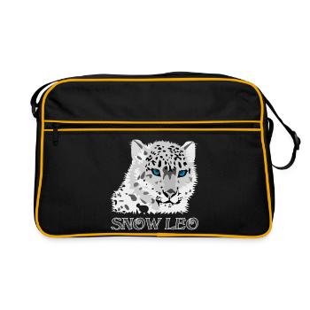 Léopard des neiges gros chat - Sac Retro - noir/or - Devant