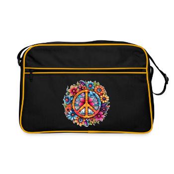Peace Love Mandala 60s Sticker - Retro Bag - black/gold - Front