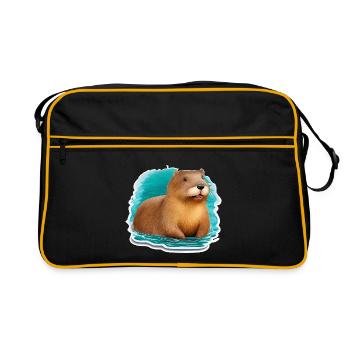 Biber süß - Retro Tasche - Schwarz/Gold - Vorne
