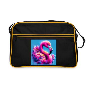 Flamingo - Retro Tasche - Schwarz/Gold - Vorne