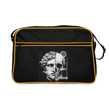 Digital Skull Portrait with Globe Accent - Retro Bag - black/gold - Front