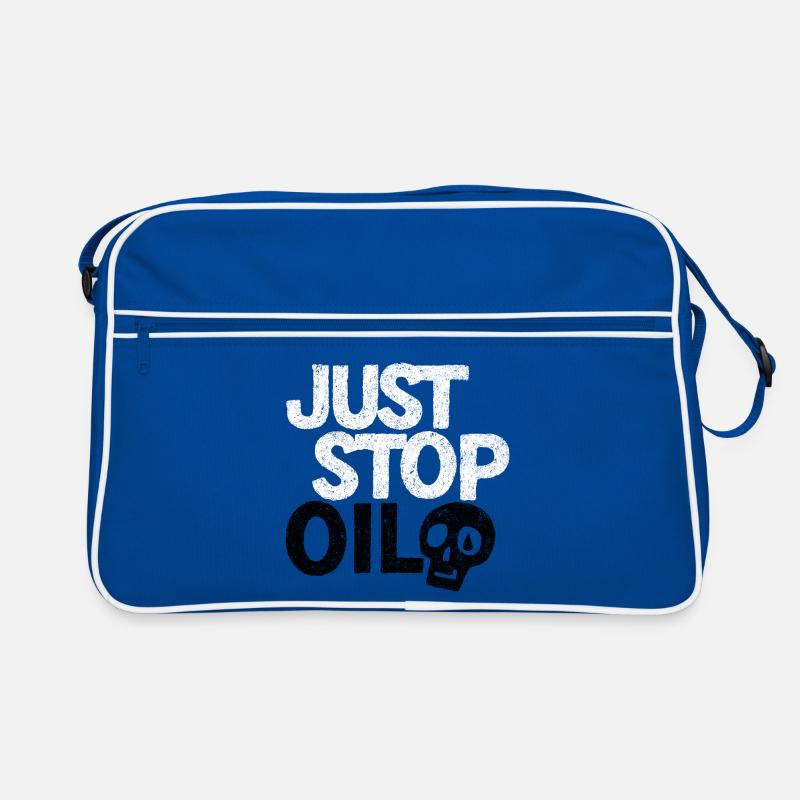 Bold 'Just Stop' Protest Graphic Retro Bag