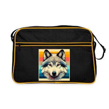 Wolf - Retro Tasche - Schwarz/Gold - Vorne
