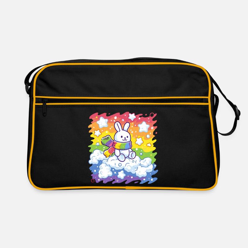 Rainbow bunny on cloud Retro Bag