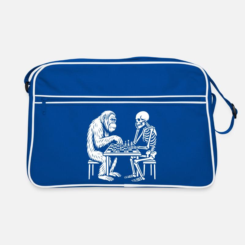 Duel d’échecs Primate contre Squelette Sac Retro