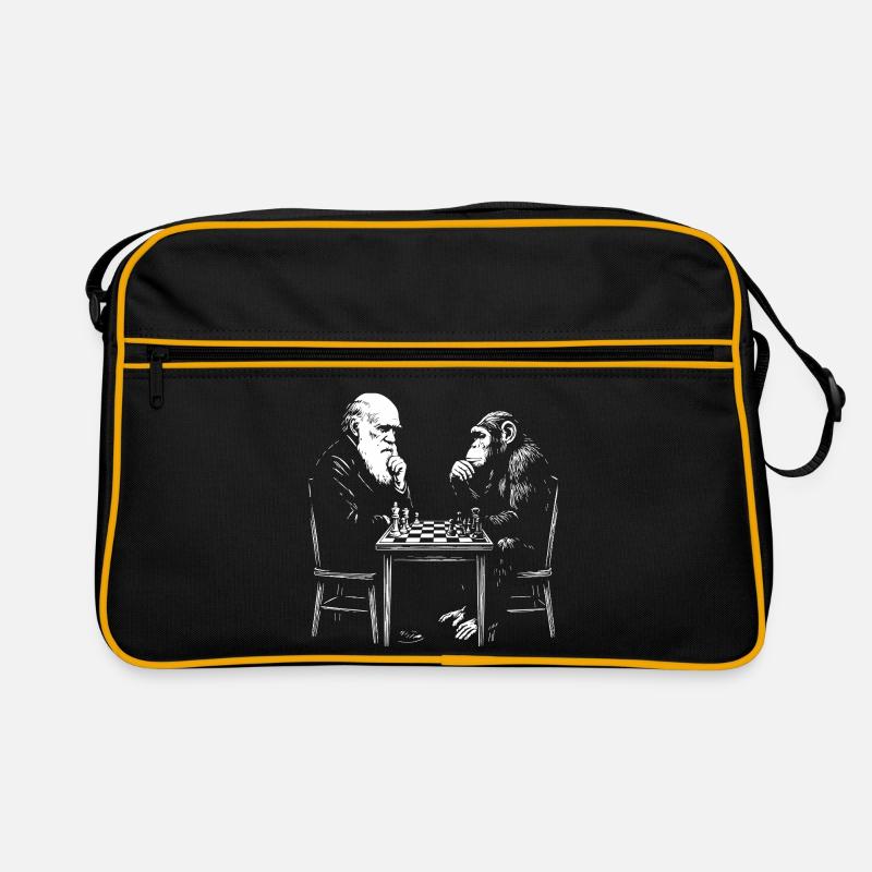 Darwin spielt Schach mit dem Affen – Evolutionsspiel Retro Tasche